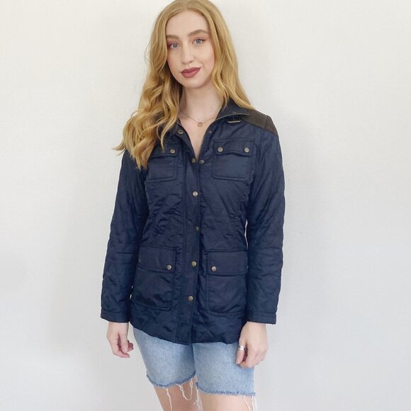 Banana Republic Navy Puffer Winter Coat Jacket Small - Picture 1 of 3